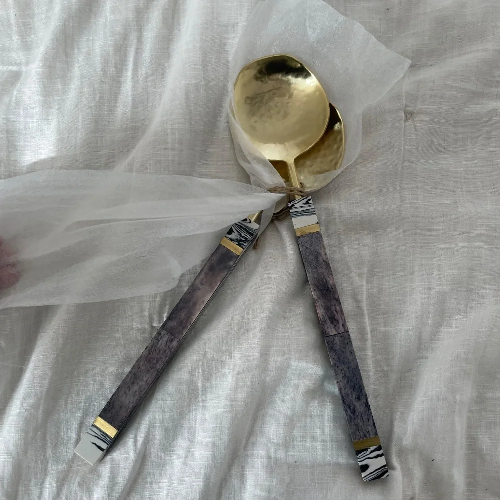 Evie Serving Hipster Hippie Artsy Chic Fancy Classy Classic Utensils, Set of 2